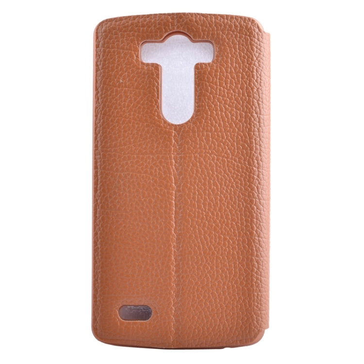 Horizontal Flip Litchi Texture Leather Case with Holder & Caller ID Display for LG G3