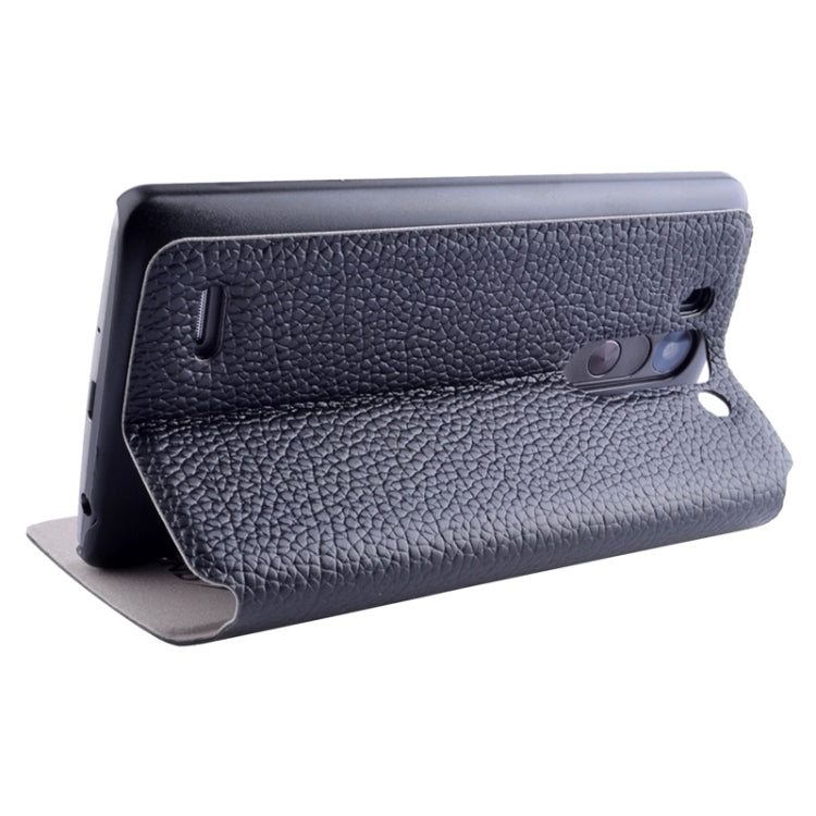 Horizontal Flip Litchi Texture Leather Case with Holder & Caller ID Display for LG G3 Beat