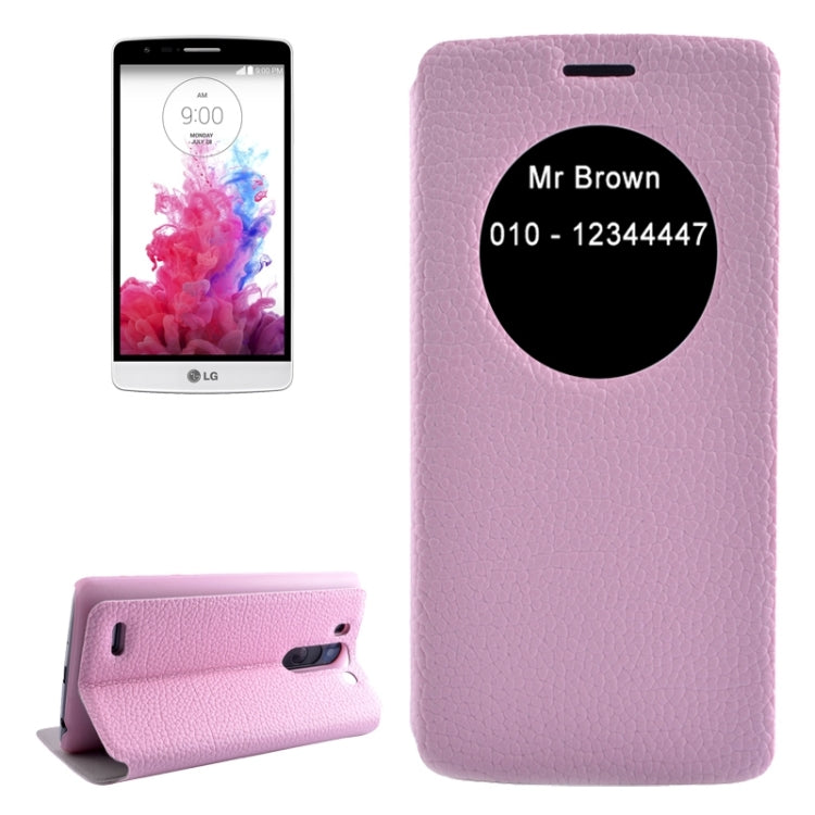 Horizontal Flip Litchi Texture Leather Case with Holder & Caller ID Display for LG G3 Beat