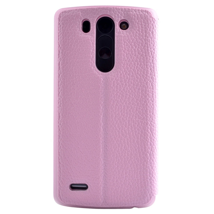 Horizontal Flip Litchi Texture Leather Case with Holder & Caller ID Display for LG G3 Beat