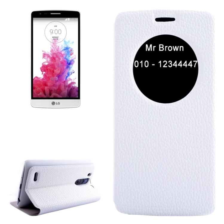 Horizontal Flip Litchi Texture Leather Case with Holder & Caller ID Display for LG G3 Beat