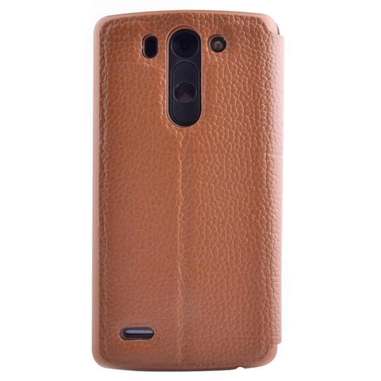 Horizontal Flip Litchi Texture Leather Case with Holder & Caller ID Display for LG G3 Beat