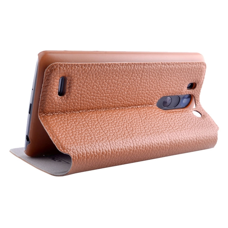 Horizontal Flip Litchi Texture Leather Case with Holder & Caller ID Display for LG G3 Beat