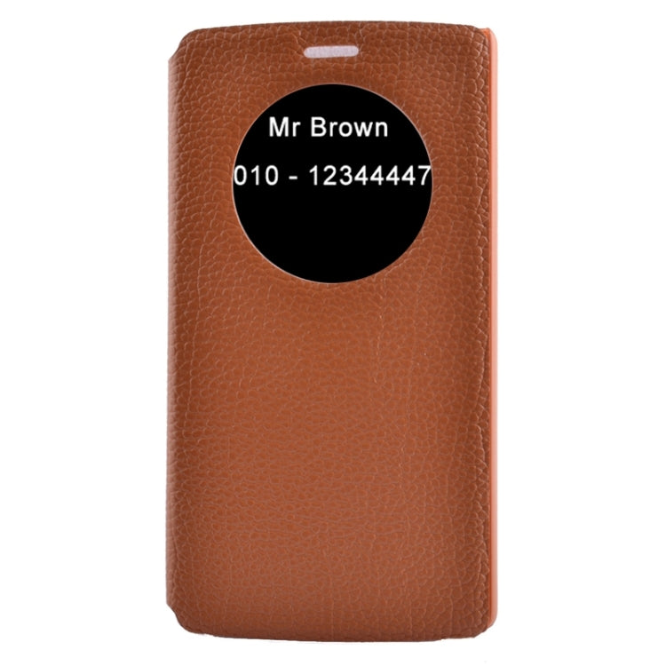 Horizontal Flip Litchi Texture Leather Case with Holder & Caller ID Display for LG G4
