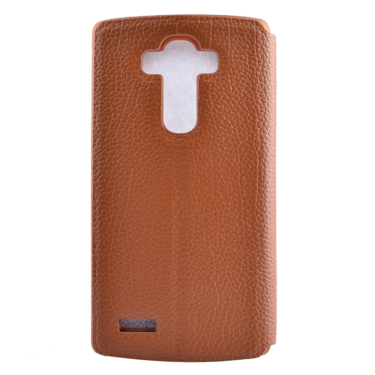 Horizontal Flip Litchi Texture Leather Case with Holder & Caller ID Display for LG G4