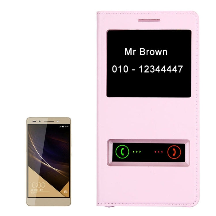 Litchi Texture Horizontal Flip Leather Case with Call Display ID for Huawei Honor 7