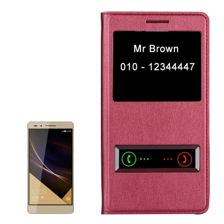 Litchi Texture Horizontal Flip Leather Case with Call Display ID for Huawei Honor 7