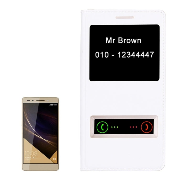 Litchi Texture Horizontal Flip Leather Case with Call Display ID for Huawei Honor 7