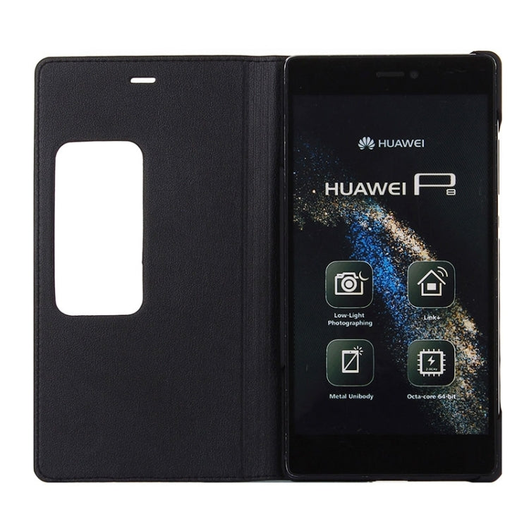 Litchi Texture Horizontal Flip Leather Case with Window & Sleep / Wake-up Function for Huawei Ascend P8