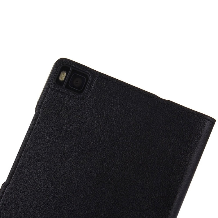 Litchi Texture Horizontal Flip Leather Case with Window & Sleep / Wake-up Function for Huawei Ascend P8