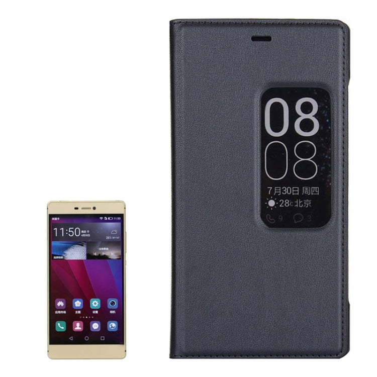 Litchi Texture Horizontal Flip Leather Case with Window & Sleep / Wake-up Function for Huawei Ascend P8