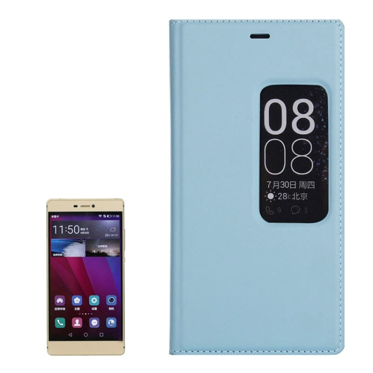 Litchi Texture Horizontal Flip Leather Case with Window & Sleep / Wake-up Function for Huawei Ascend P8