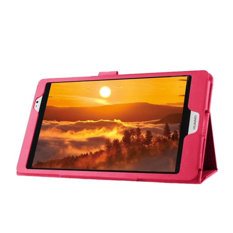 Litchi Texture Horizontal Flip Solid Color Smart Leather Case with Two-folding Holder & Sleep / Wake-up Function for Huawei MediaPad M2