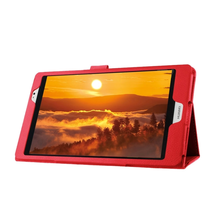 Litchi Texture Horizontal Flip Solid Color Smart Leather Case with Two-folding Holder & Sleep / Wake-up Function for Huawei MediaPad M2