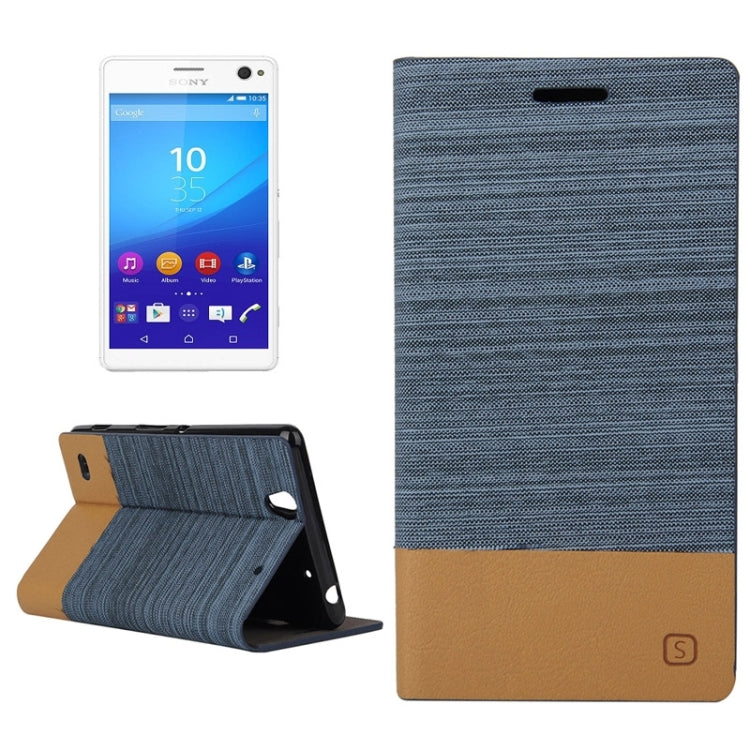 Canvas Texture Horizontal Flip Leather Case with Holder & Card Slots for Sony Xperia C4