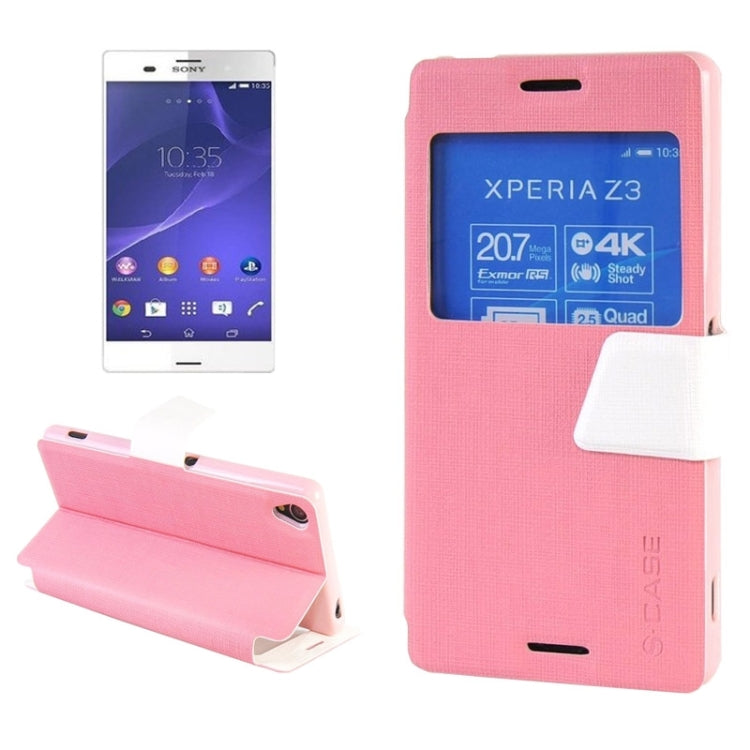 Canvas Texture Horizontal Flip Leather Case with Holder & Caller ID Window for Sony Xperia Z3