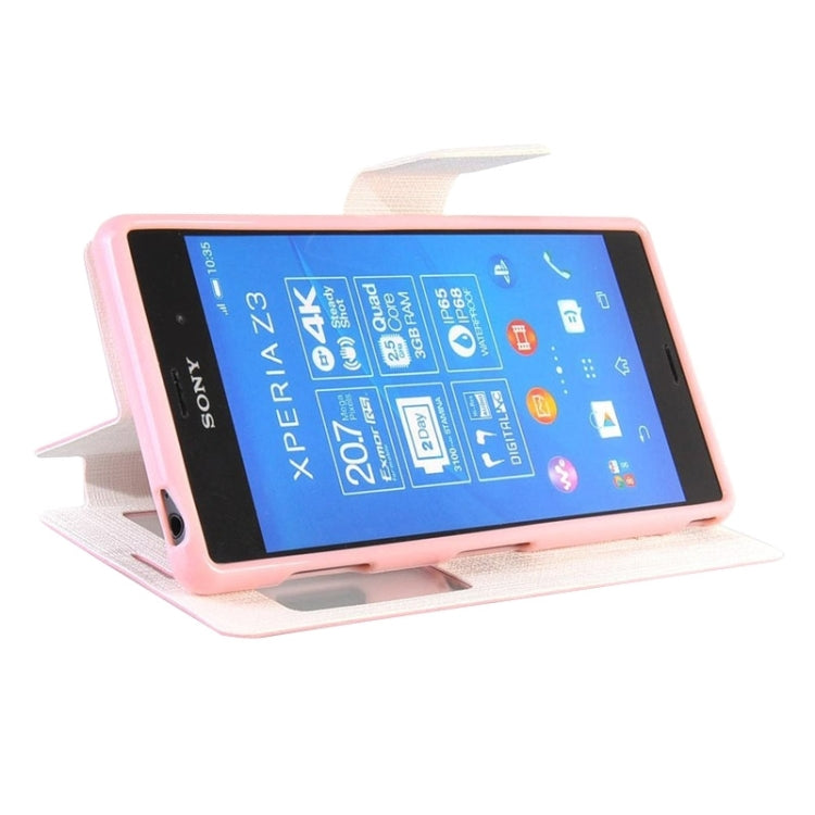 Canvas Texture Horizontal Flip Leather Case with Holder & Caller ID Window for Sony Xperia Z3