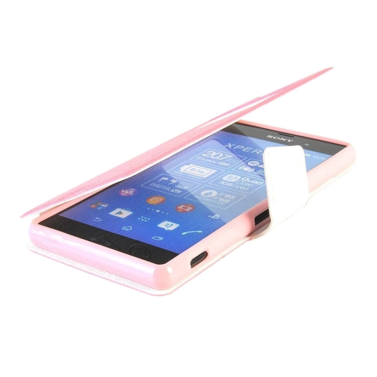 Canvas Texture Horizontal Flip Leather Case with Holder & Caller ID Window for Sony Xperia Z3