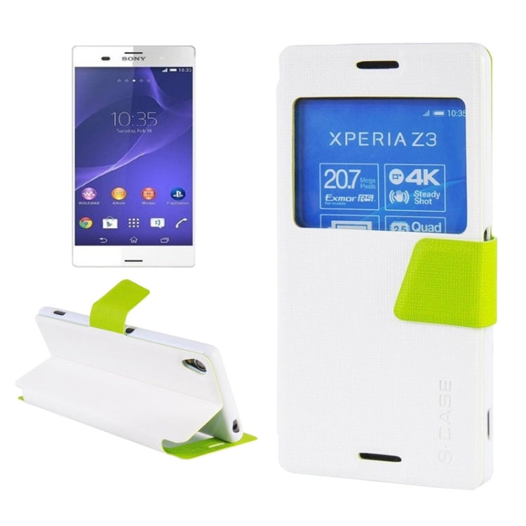 Canvas Texture Horizontal Flip Leather Case with Holder & Caller ID Window for Sony Xperia Z3