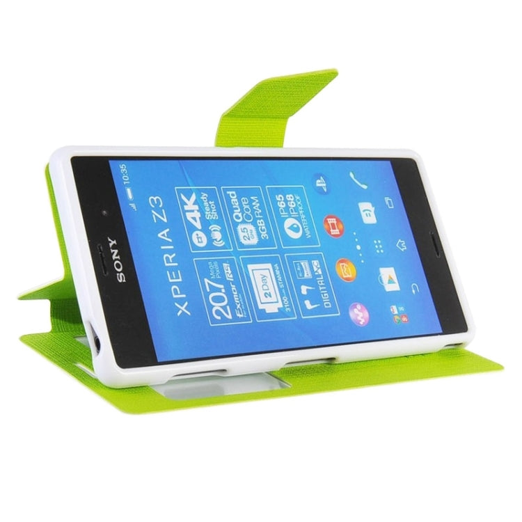 Canvas Texture Horizontal Flip Leather Case with Holder & Caller ID Window for Sony Xperia Z3