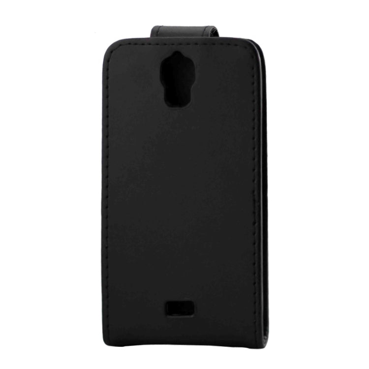 Vertical Flip Magnetic Button Leather Case for Huawei Ascend Y360(Black)