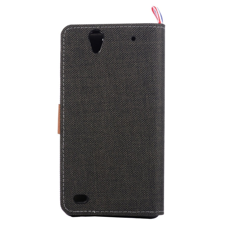 Denim Fabric Leather Case with Holder & Card Slots for Sony Xperia C4
