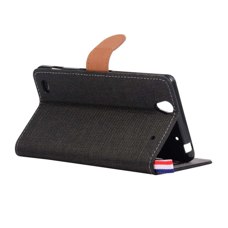 Denim Fabric Leather Case with Holder & Card Slots for Sony Xperia C4