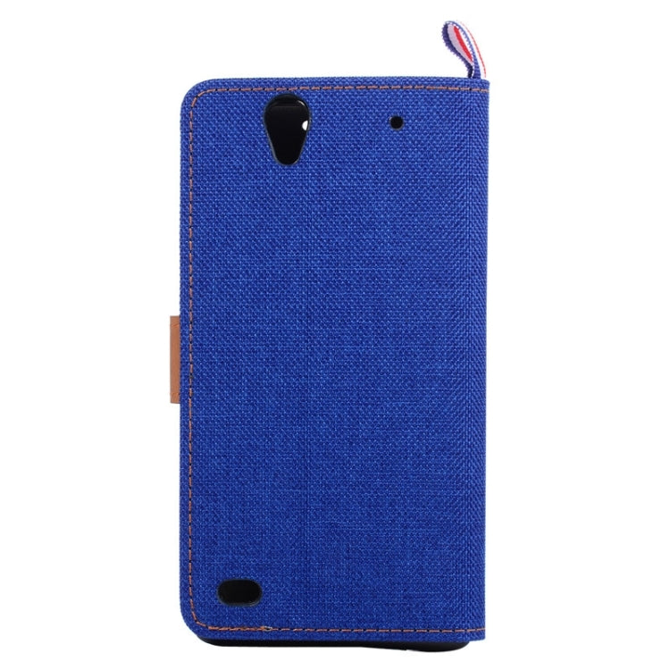 Denim Fabric Leather Case with Holder & Card Slots for Sony Xperia C4