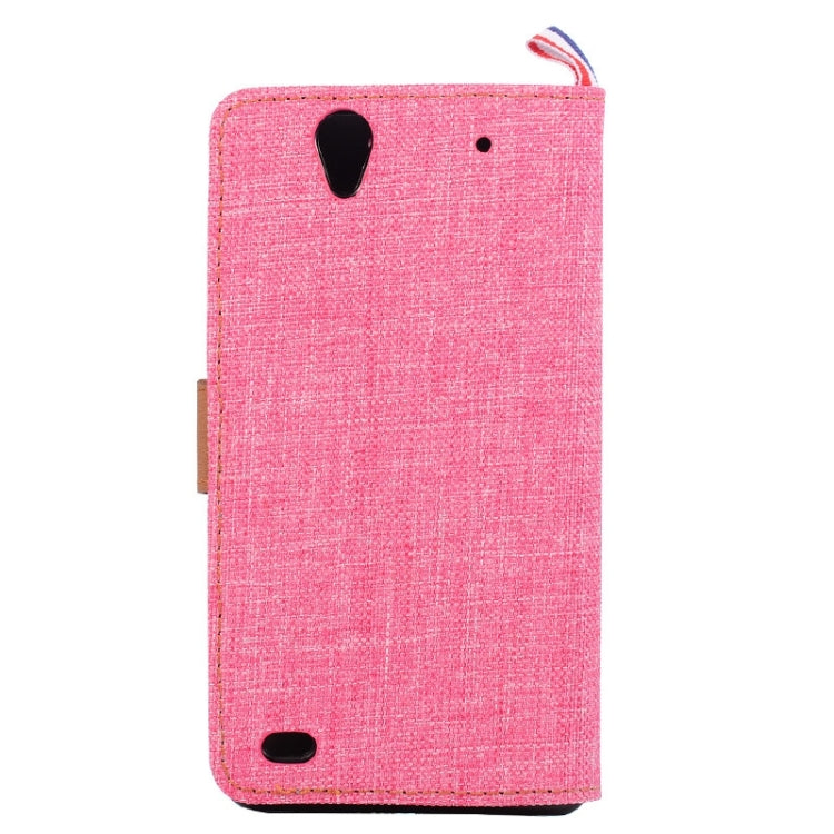 Denim Fabric Leather Case with Holder & Card Slots for Sony Xperia C4