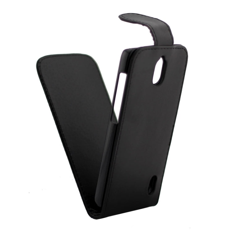 Vertical Flip Magnetic Button Leather Case for Huawei Ascend Y625(Black)