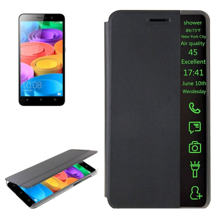 Horizontal Flip Smart Health Leather Protective Case with Display Window for Huawei Honor Play 4X(Black)