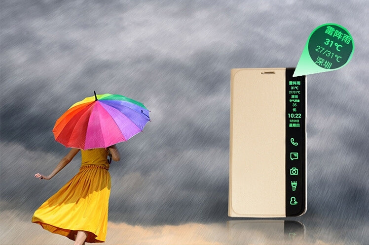 Horizontal Flip Smart Health Leather Protective Case with Display Window for Huawei Ascend P8(Black)