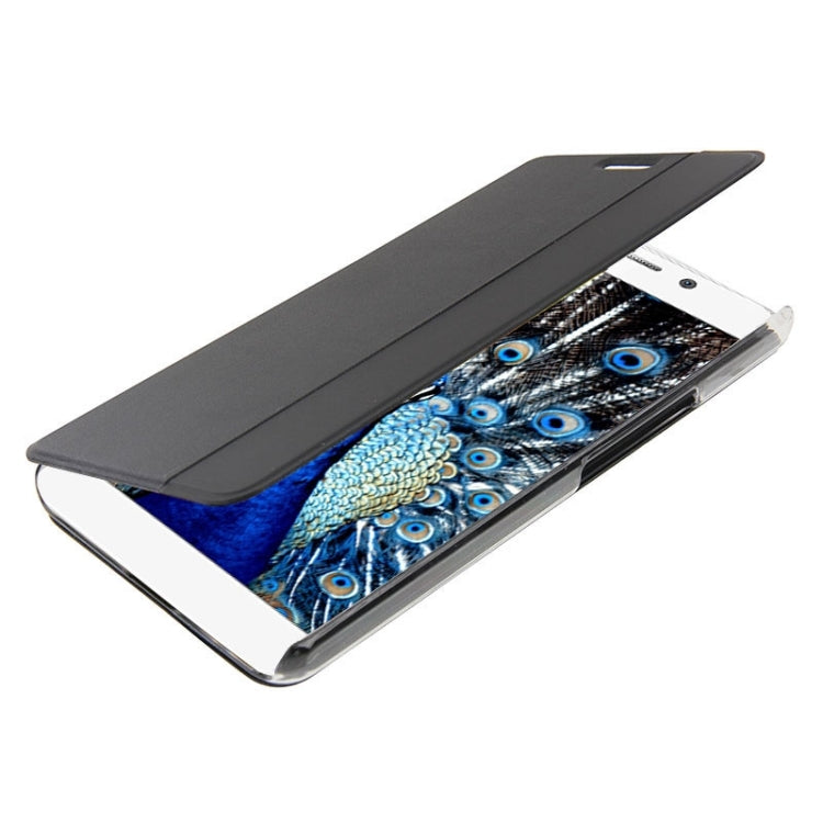 Horizontal Flip Smart Health Leather Protective Case with Display Window for Huawei Honor 6 Plus(Black)