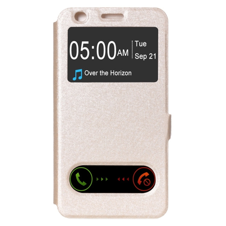 Silk Texture Horizontal Flip Leather Case with Caller ID Display & Holder for Lenovo A916