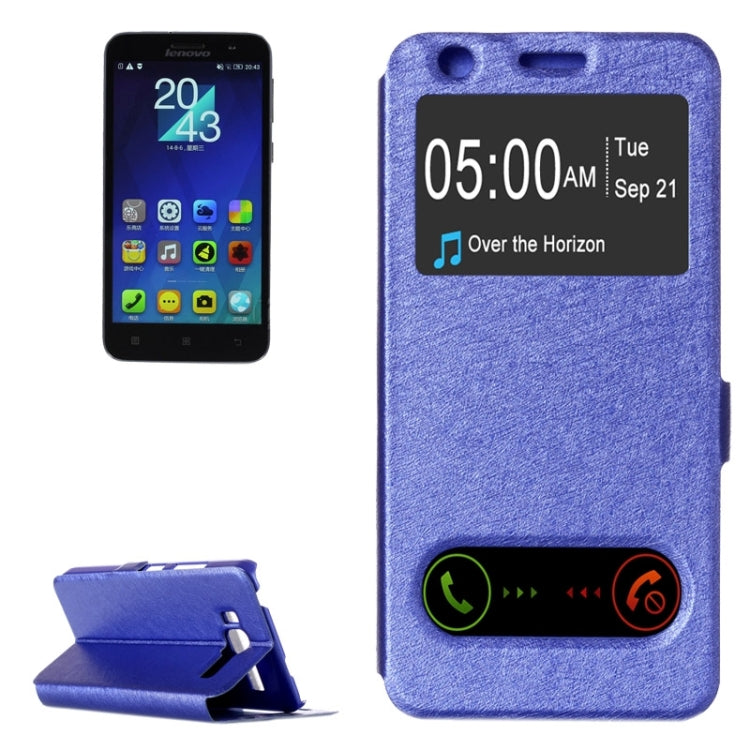 Silk Texture Horizontal Flip Leather Case with Caller ID Display & Holder for Lenovo A916