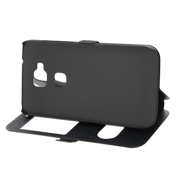 Silk Texture Horizontal Flip Solid Color Magnetic Snap Leather Case with Call Display ID & Holder for Huawei D199