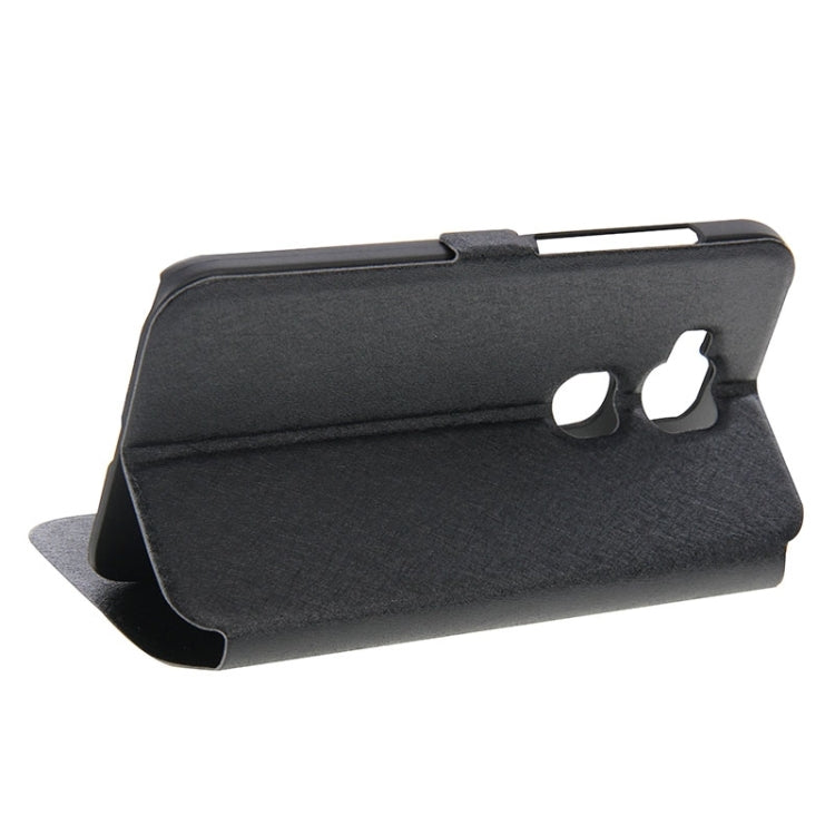 Silk Texture Horizontal Flip Solid Color Magnetic Snap Leather Case with Call Display ID & Holder for Huawei D199