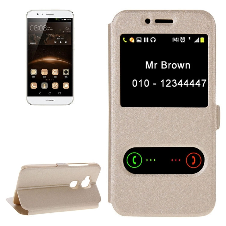 Silk Texture Horizontal Flip Solid Color Magnetic Snap Leather Case with Call Display ID & Holder for Huawei D199