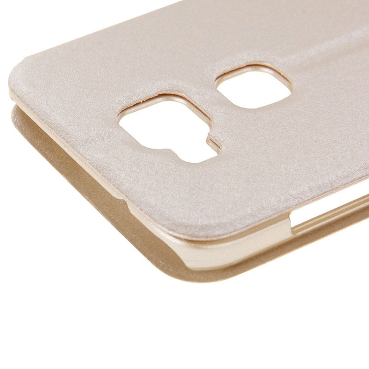 Silk Texture Horizontal Flip Solid Color Magnetic Snap Leather Case with Call Display ID & Holder for Huawei D199