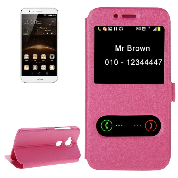 Silk Texture Horizontal Flip Solid Color Magnetic Snap Leather Case with Call Display ID & Holder for Huawei D199