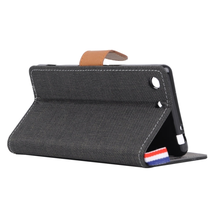 Denim Fabric Leather Case with Holder & Card Slots for Sony Xperia M5