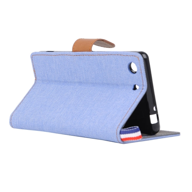 Denim Fabric Leather Case with Holder & Card Slots for Sony Xperia M5