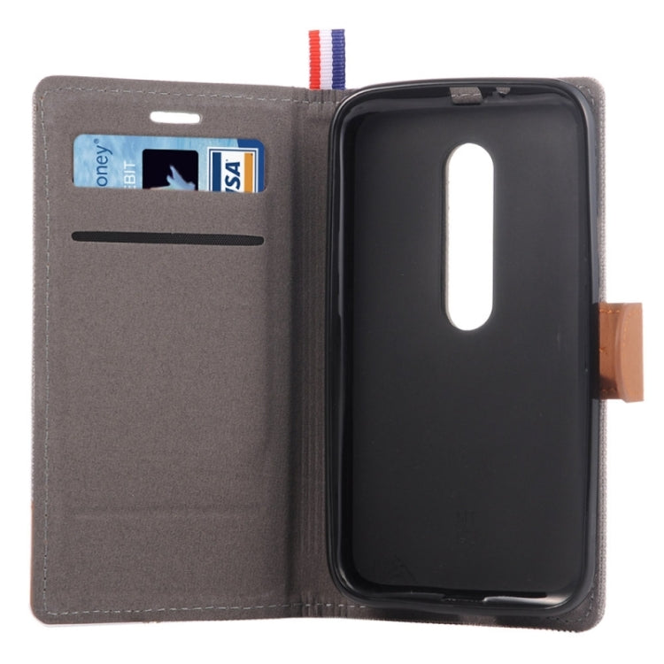 Denim Surface Horizontal Flip Leather Case with Card Slots & Holder for Motorola Moto G(3rd Gen.)