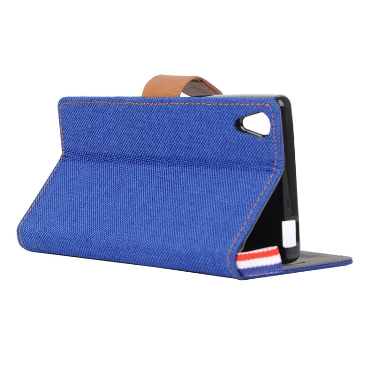 Denim Surface Horizontal Flip Leather Case with Card Slots & Holder for Sony Xperia Z5