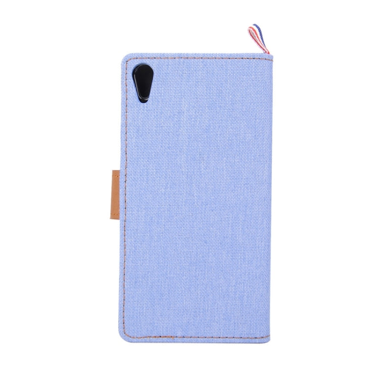 Denim Surface Horizontal Flip Leather Case with Card Slots & Holder for Sony Xperia Z5