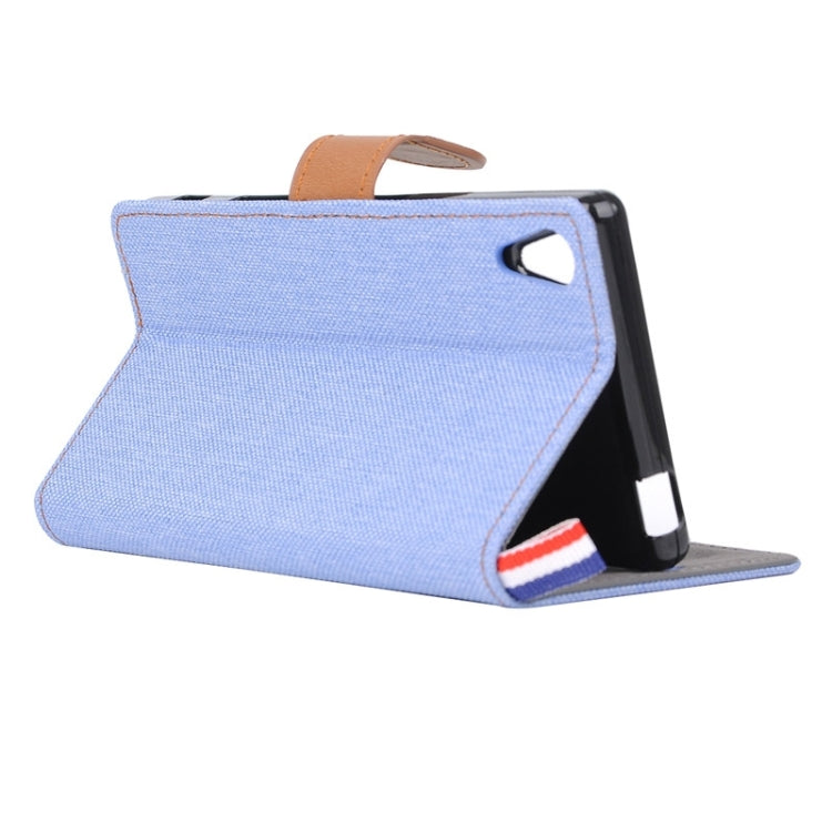 Denim Surface Horizontal Flip Leather Case with Card Slots & Holder for Sony Xperia Z5