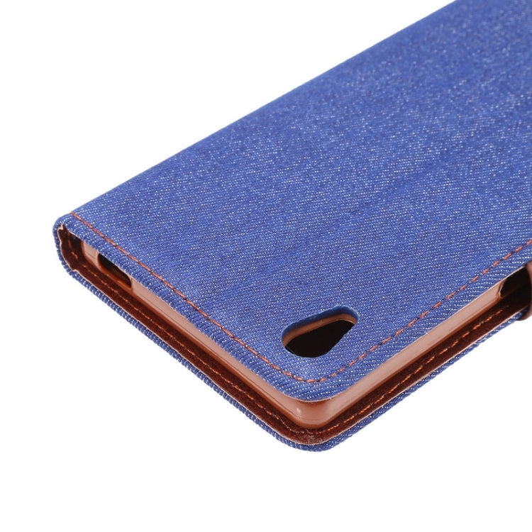 Denim Texture Horizontal Flip Leather Case with Holder & Card Slots for Sony Xperia Z5