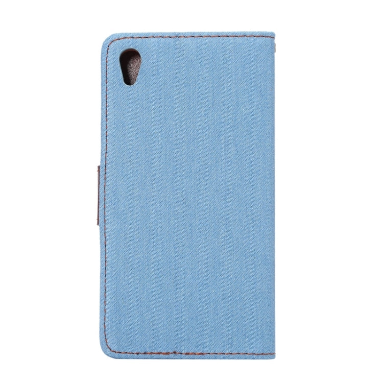 Denim Texture Horizontal Flip Leather Case with Holder & Card Slots for Sony Xperia Z5