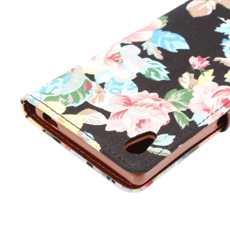 Flower Pattern Cloth Texture Horizontal Flip Leather Case with Holder & Card Slots for Sony Xperia Z5