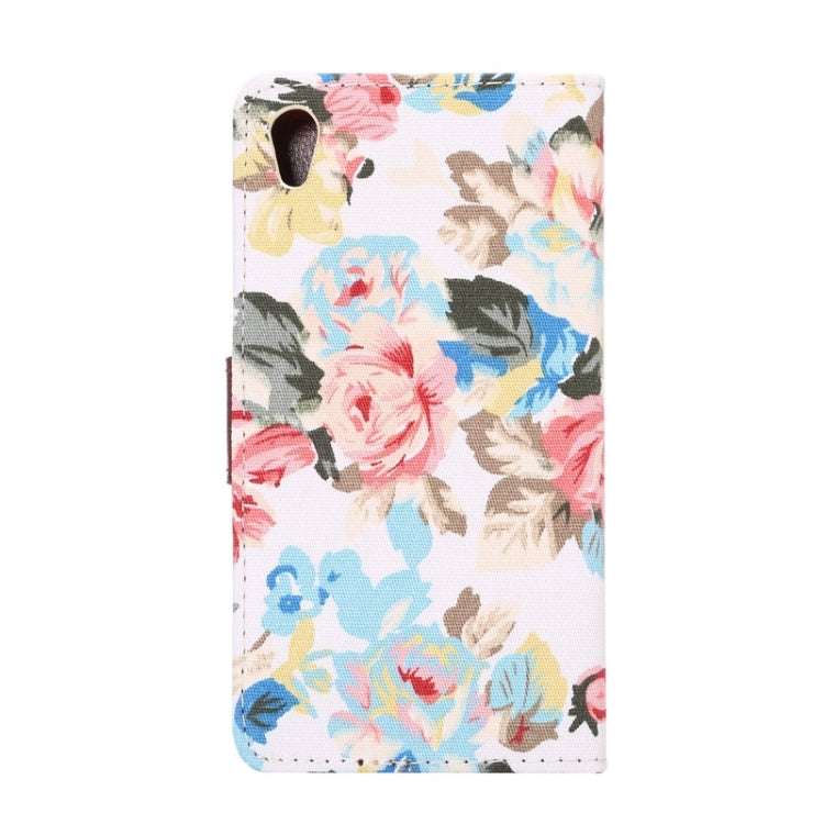 Flower Pattern Cloth Texture Horizontal Flip Leather Case with Holder & Card Slots for Sony Xperia Z5